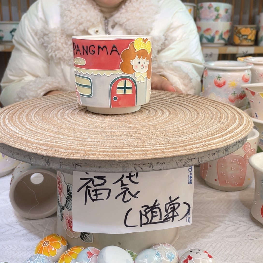 手绘手工制作陶瓷口7.5高8.5