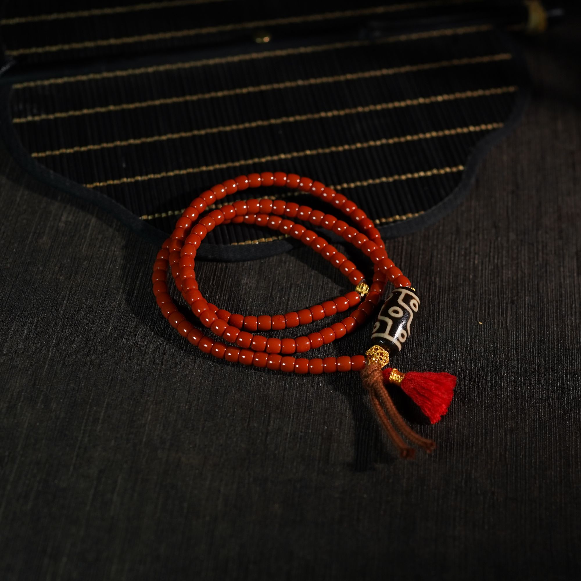 【栖霞】南红*手串*18k金镶嵌