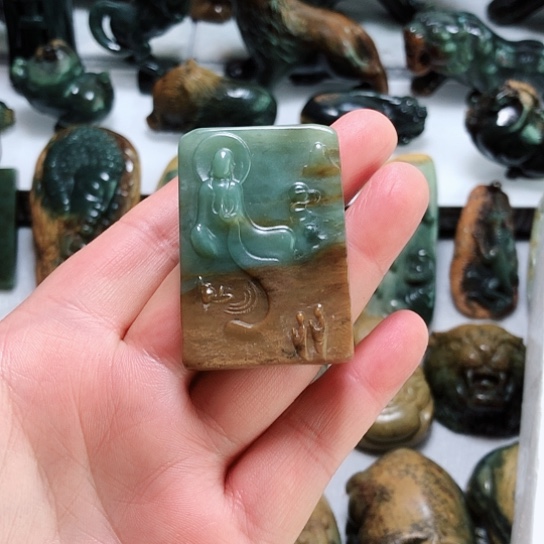 岫岩河磨玉（透闪石质玉）挂件未镶嵌大*2