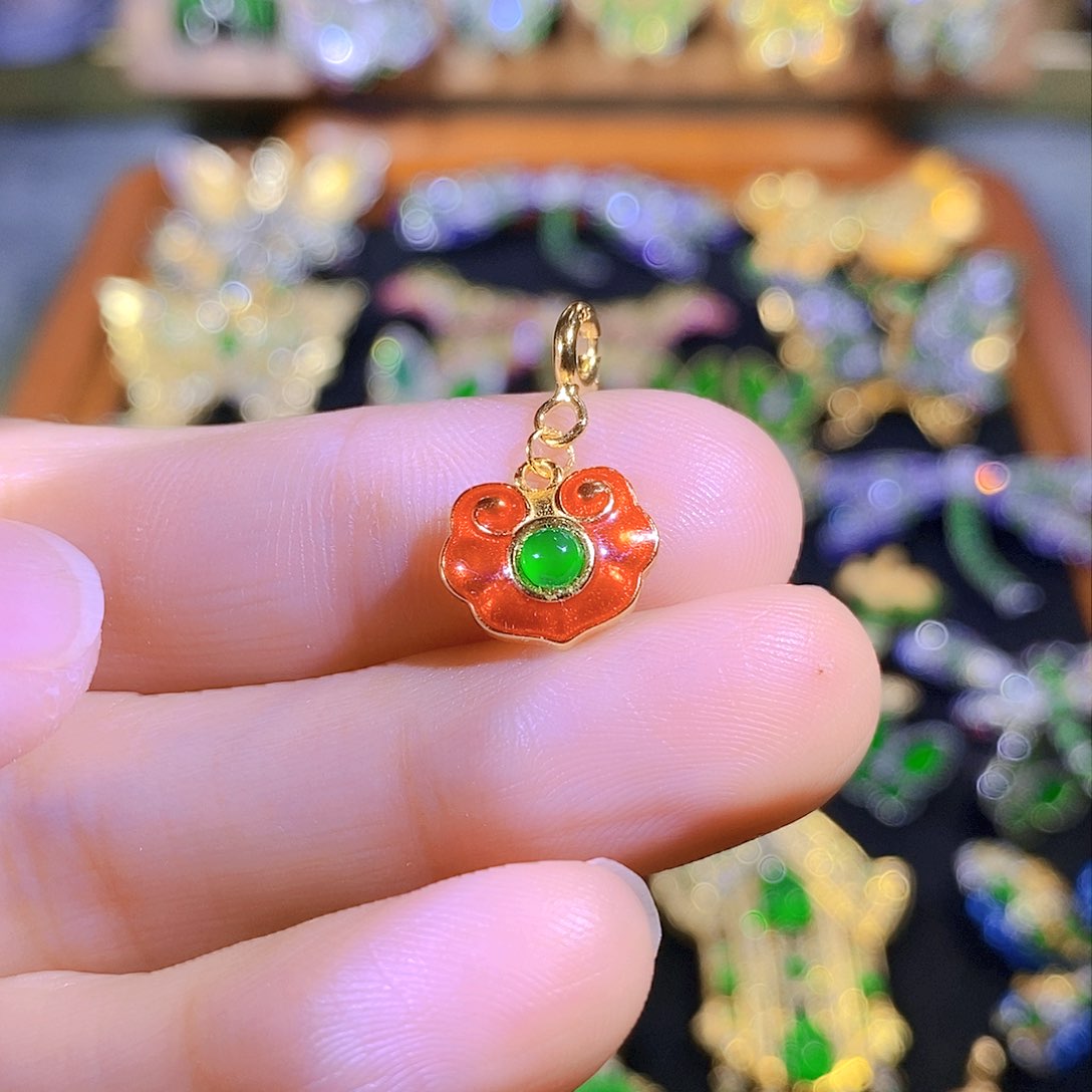 吊坠(不含链)银S925镶嵌翡翠