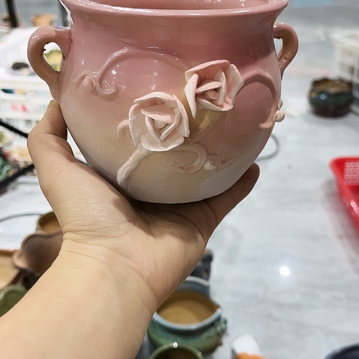 瓷片花盆多肉植物艺术品