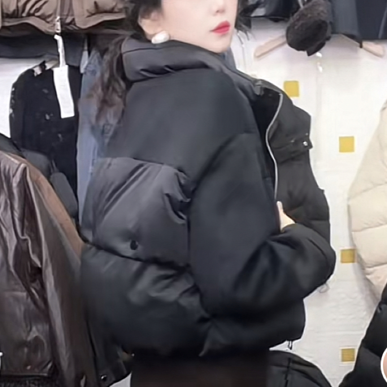 冬季新款短款立领时尚百搭羊绒拼接白鸭绒羽绒服外套潮