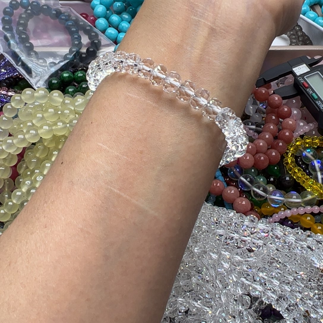 烟晶手链未镶嵌白切