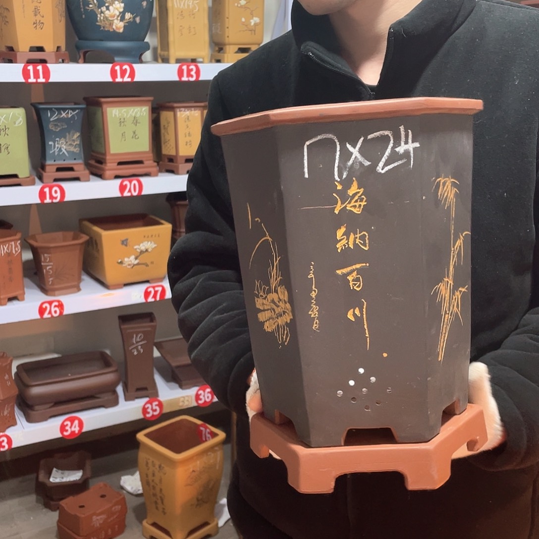 紫砂天心紫砂手工花盆