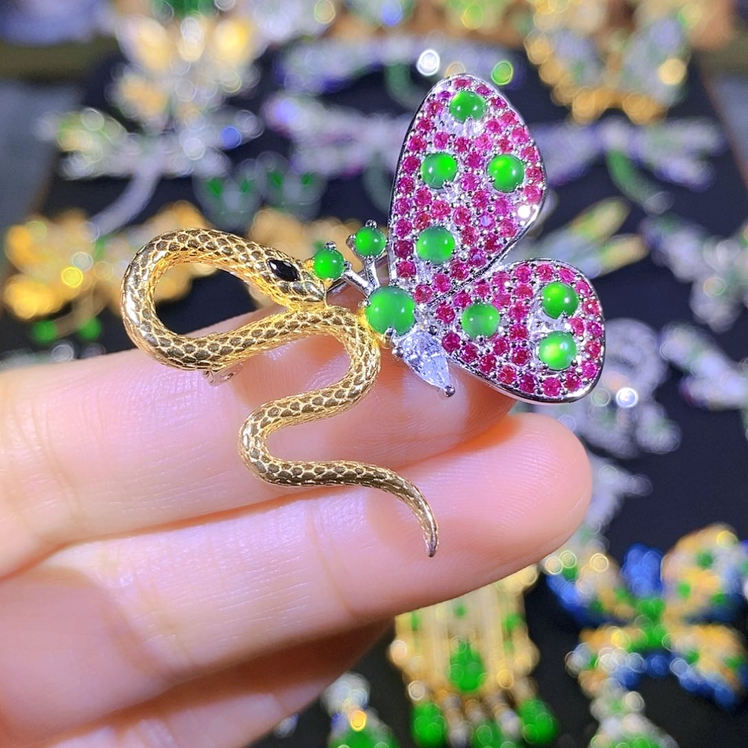 吊坠(不含链)银S925镶嵌翡翠