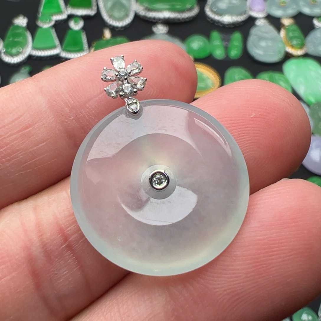 翡翠颈饰18K金镶嵌扣子21.8