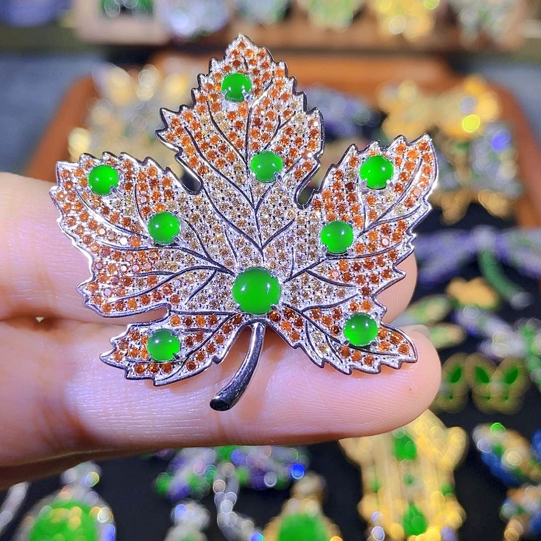 吊坠(不含链)银S925镶嵌翡翠