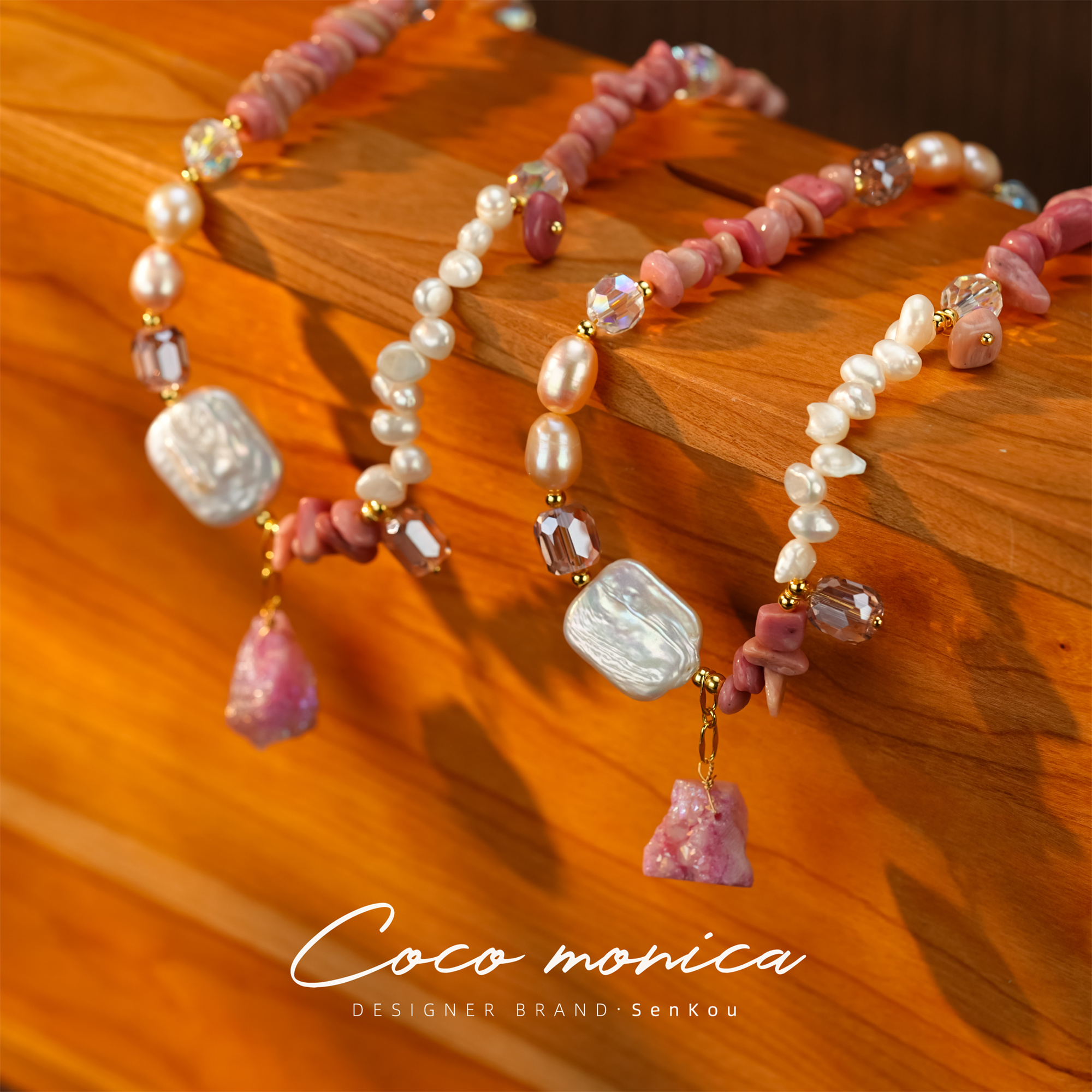 【小霞珠宝】玫瑰庄园项链法式彩色设计师优雅拼接素款WE120