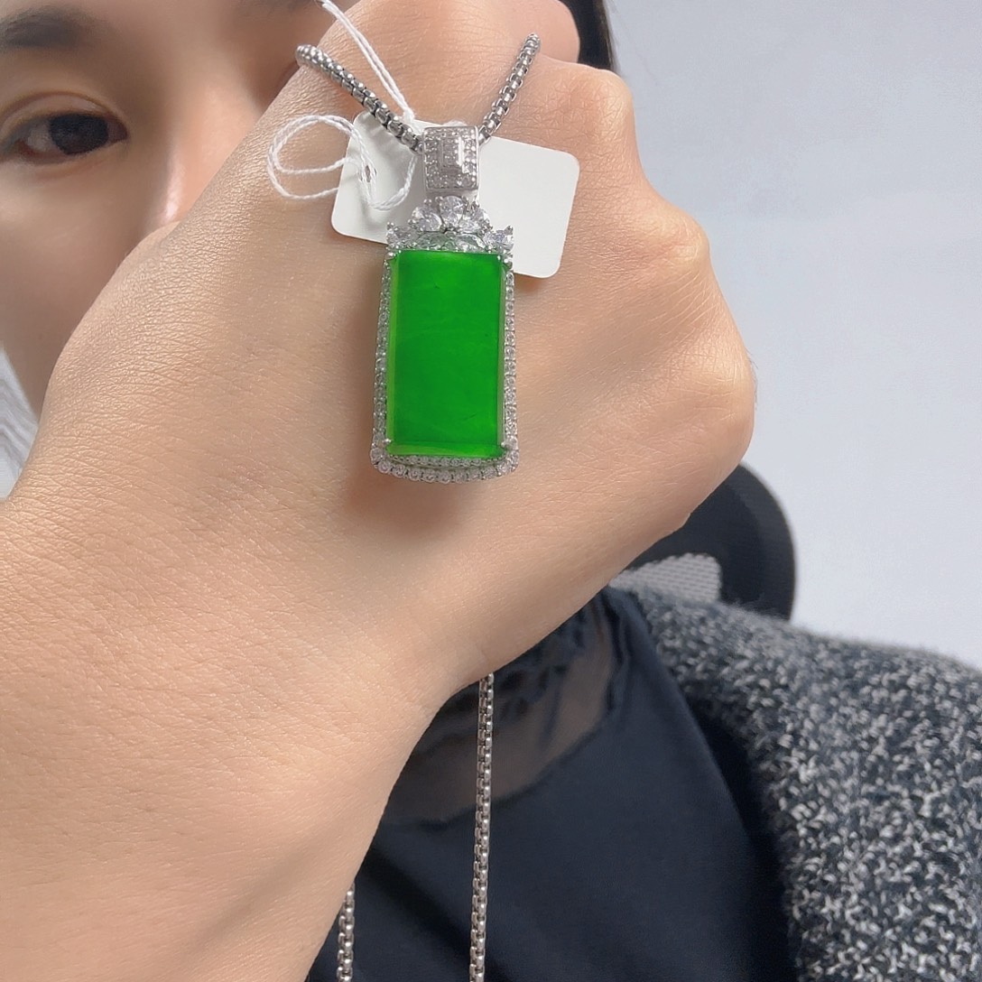 翡翠银S925镶嵌吊坠(不含链)