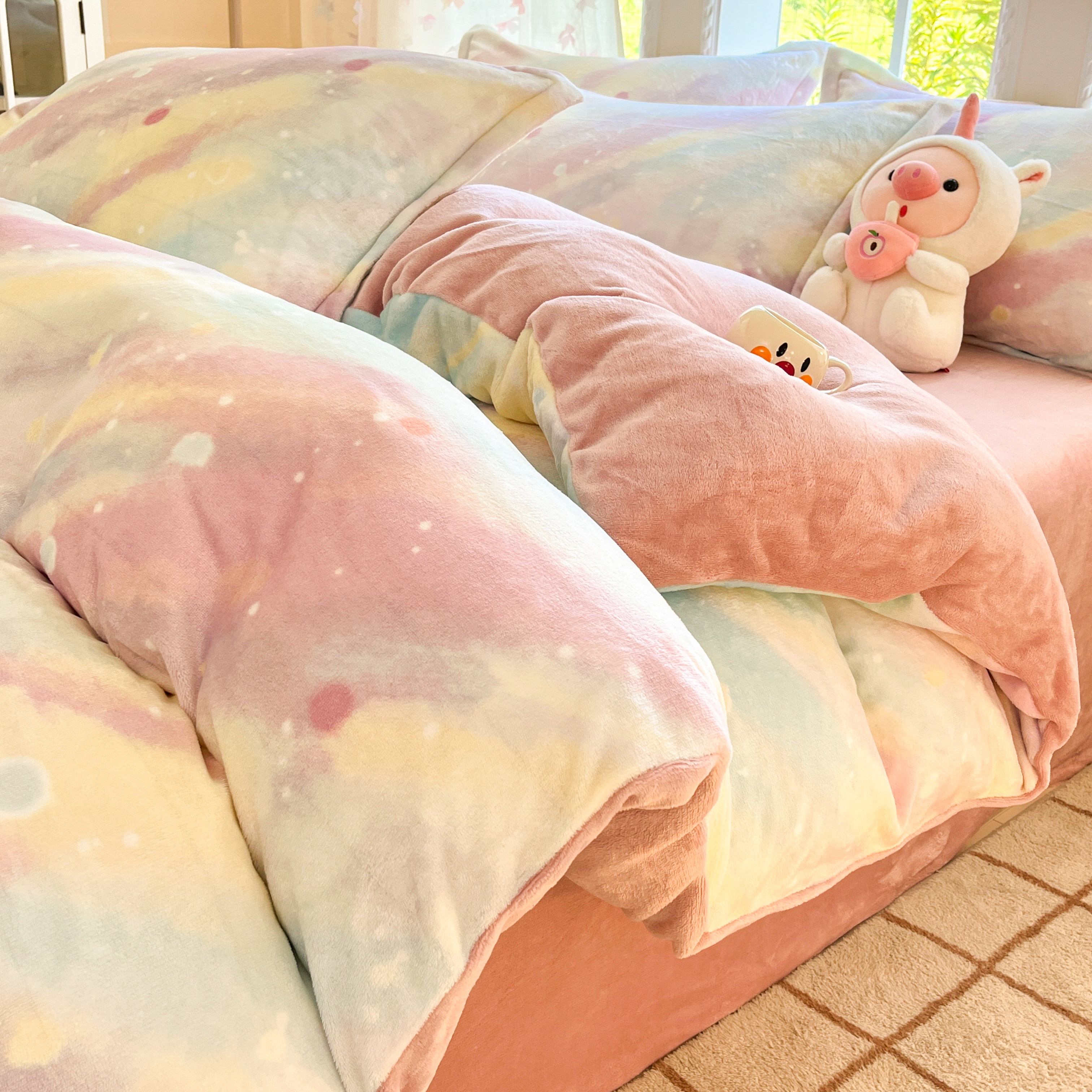 新款保暖冬季床品套件主卧用品双面床上4加绒四件套牛奶绒双面绒