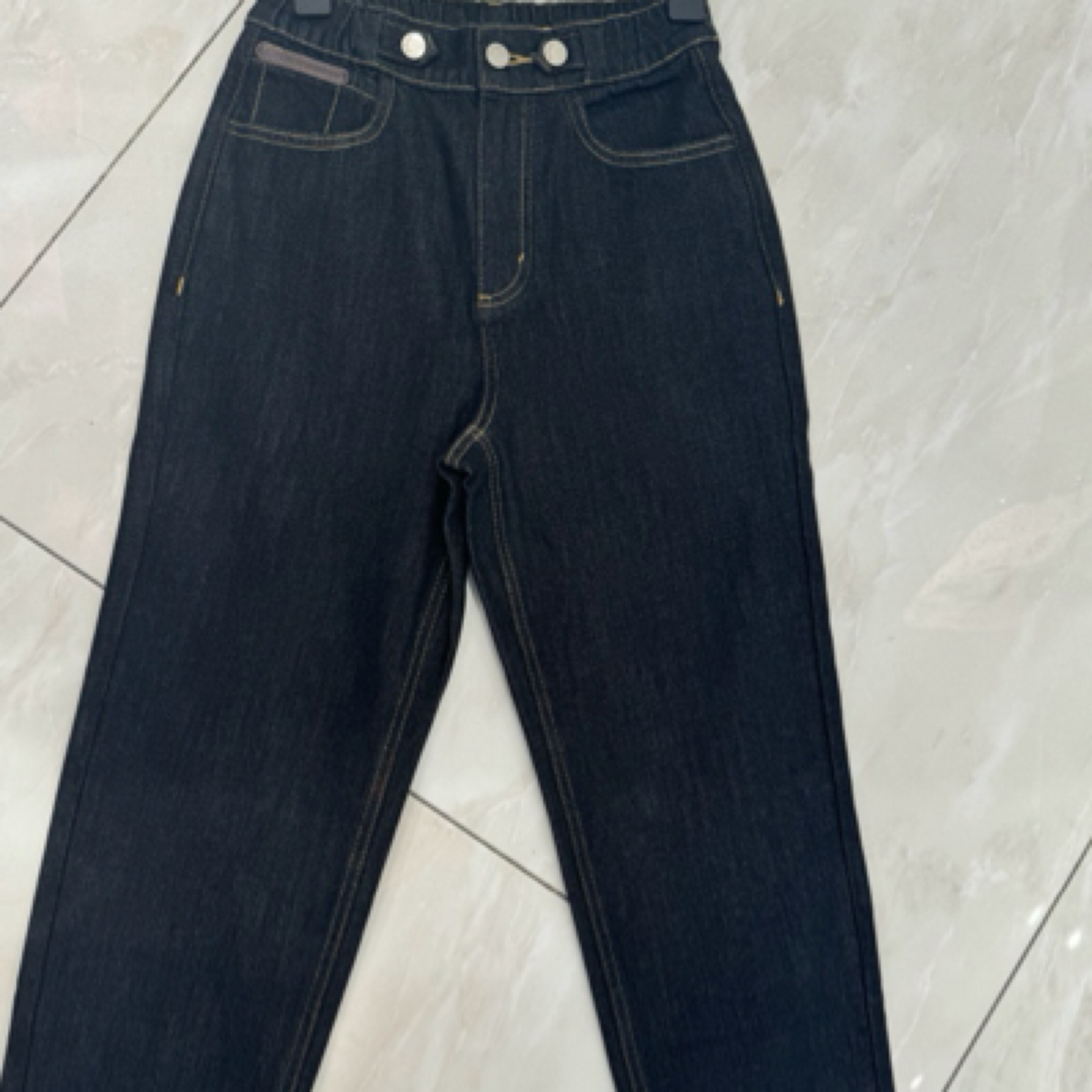 高腰显瘦直筒牛仔裤女丹宁色休闲宽松小个子阔腿裤春秋款