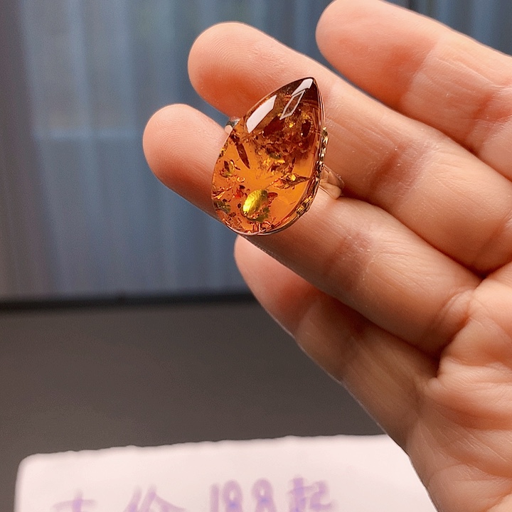 银S925镶嵌琥珀手链波兰设计款琥珀蜜蜡