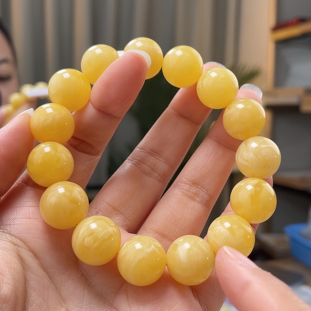 琥珀裸石未镶嵌蜜蜡手串