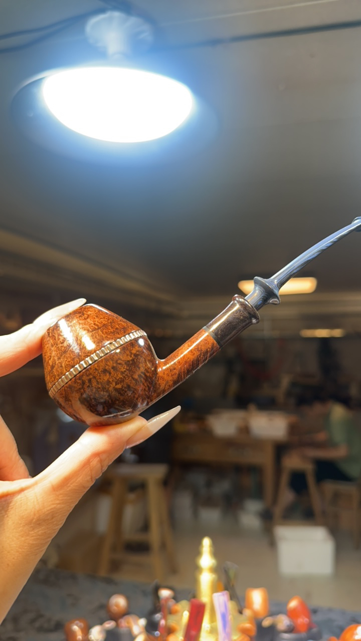 石楠木手工烟斗——牛头军插