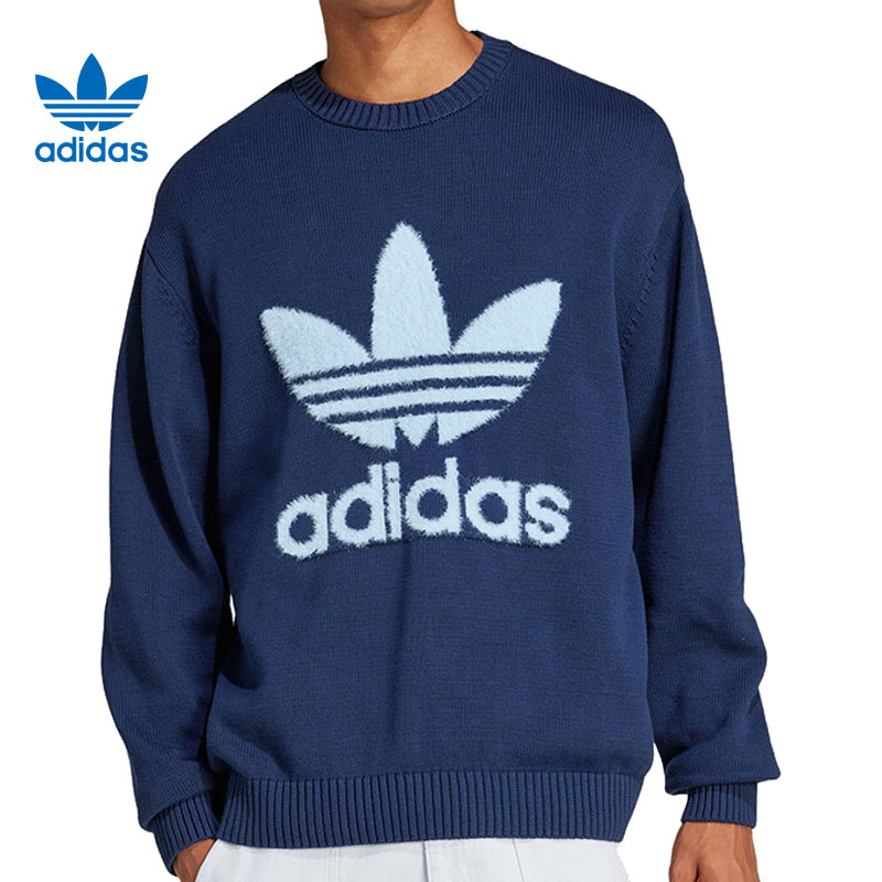 环adidas阿迪达斯三叶草男子运动休闲毛衣套头衫JC6349