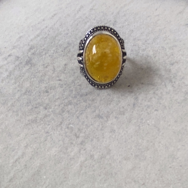 蜜蜡裸石银S925镶嵌戒指