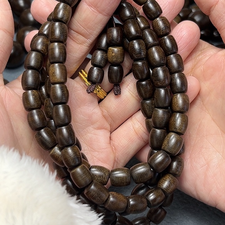 沉香手串阿*白棋玉化