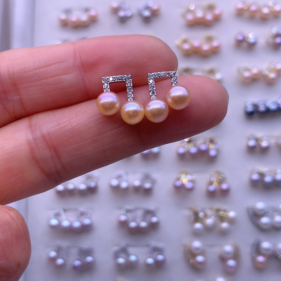 淡水珍珠耳饰合金