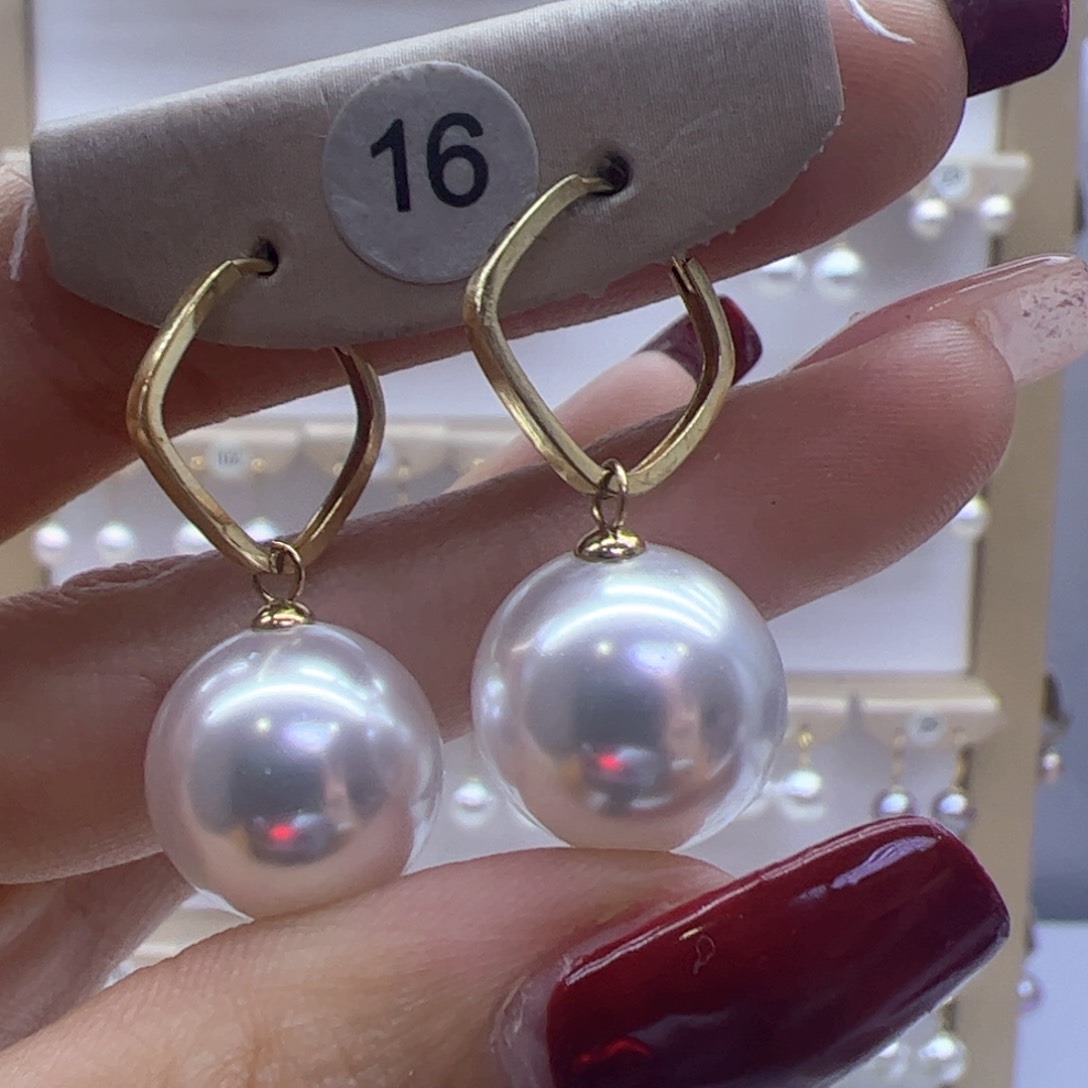 淡水珍珠耳饰18K金镶嵌