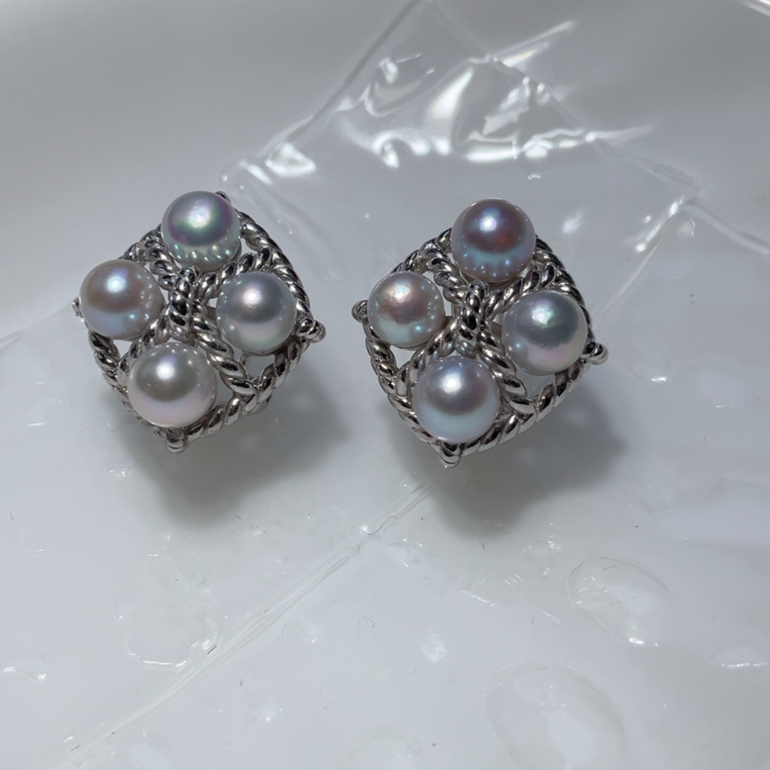 银S925镶嵌海水珍珠耳饰