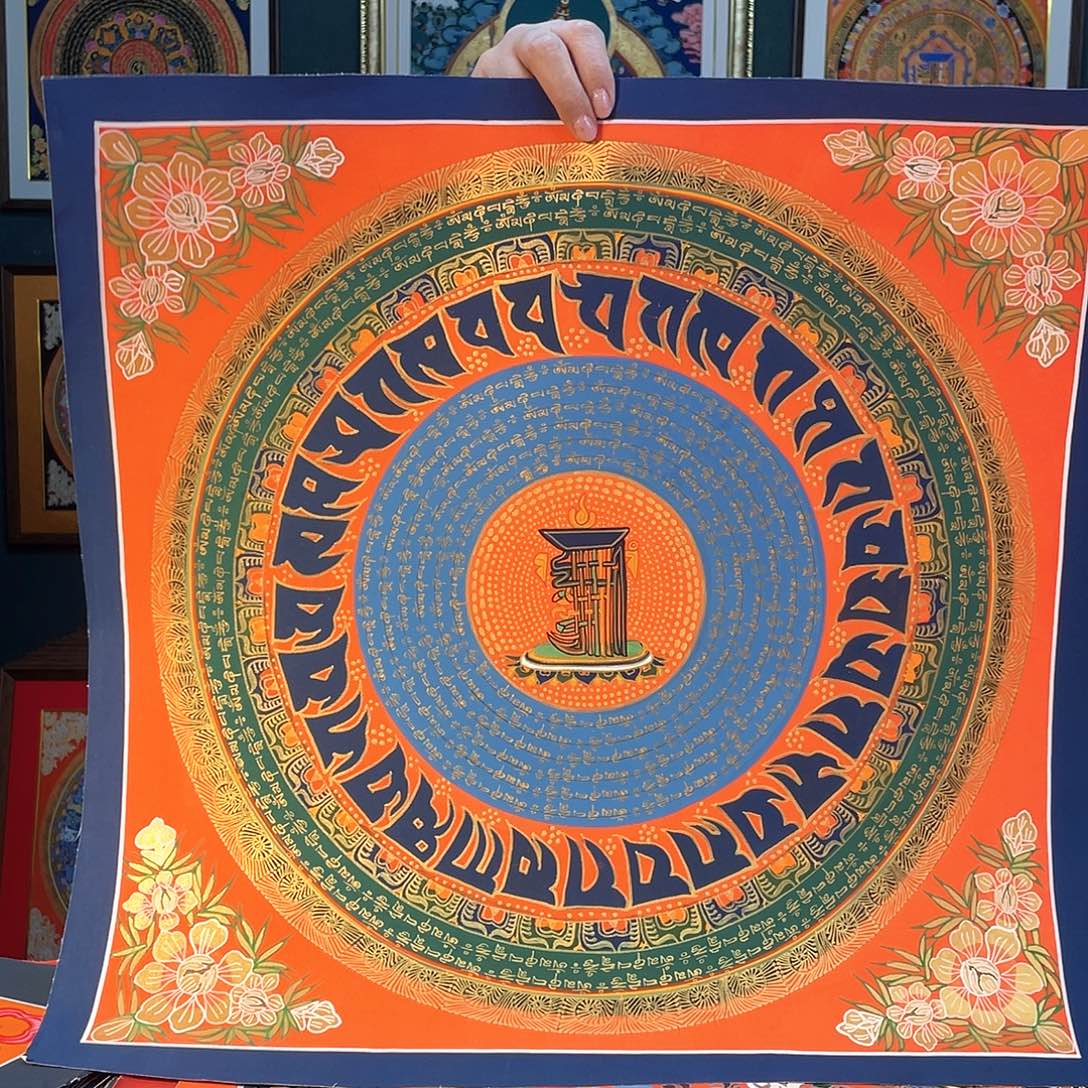 卷轴画手绘唐卡 50厘米十相六字