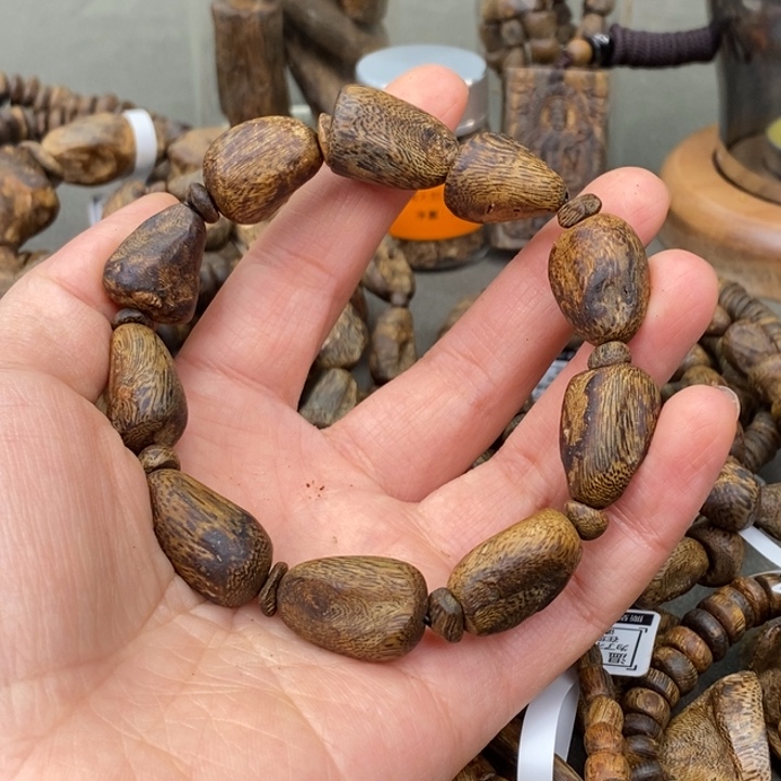 沉香手串简*奇楠沉香树丁手串15mm17