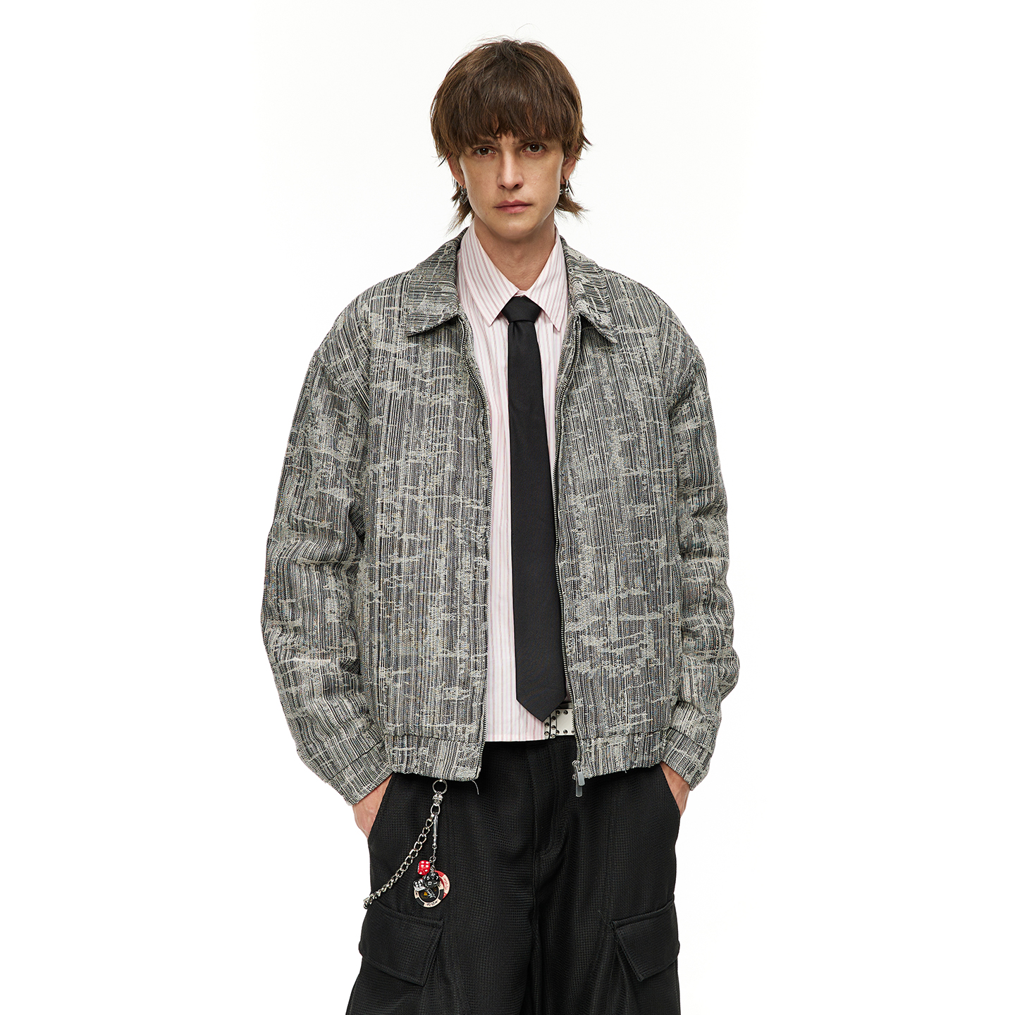 男道冬季美式复古肌理感花纹牛仔棉衣外套男女宽松加厚保暖棉服