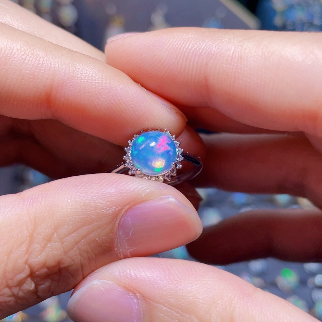 欧泊戒指）银S925镶嵌