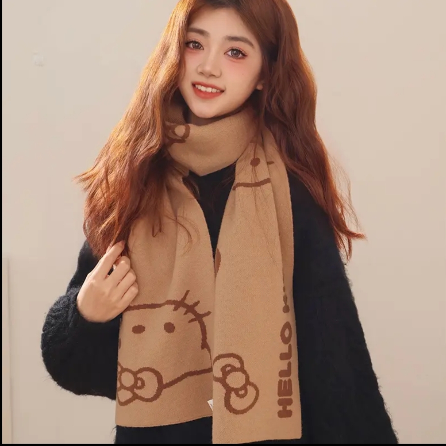 正版三丽鸥Kitty围巾可爱卡通少女心舒适学生凯蒂猫保温围脖