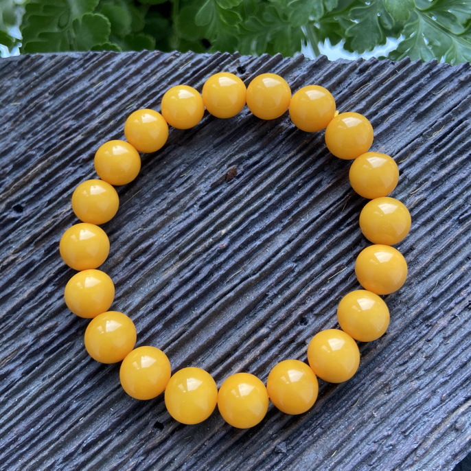 天然俄罗斯帝王黄老蜜蜡手串经典款