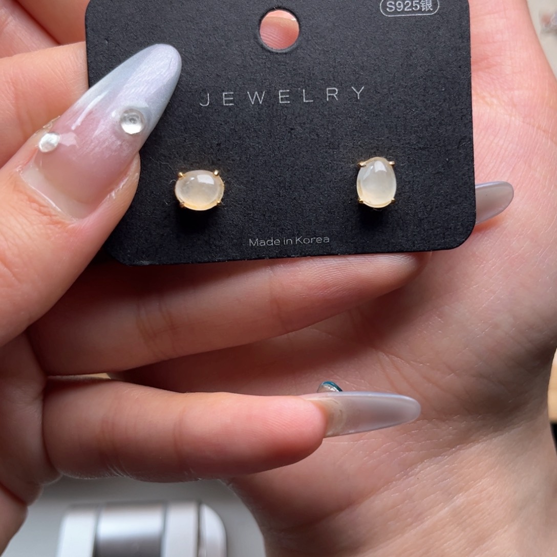 翡翠耳饰银S925镶嵌665888