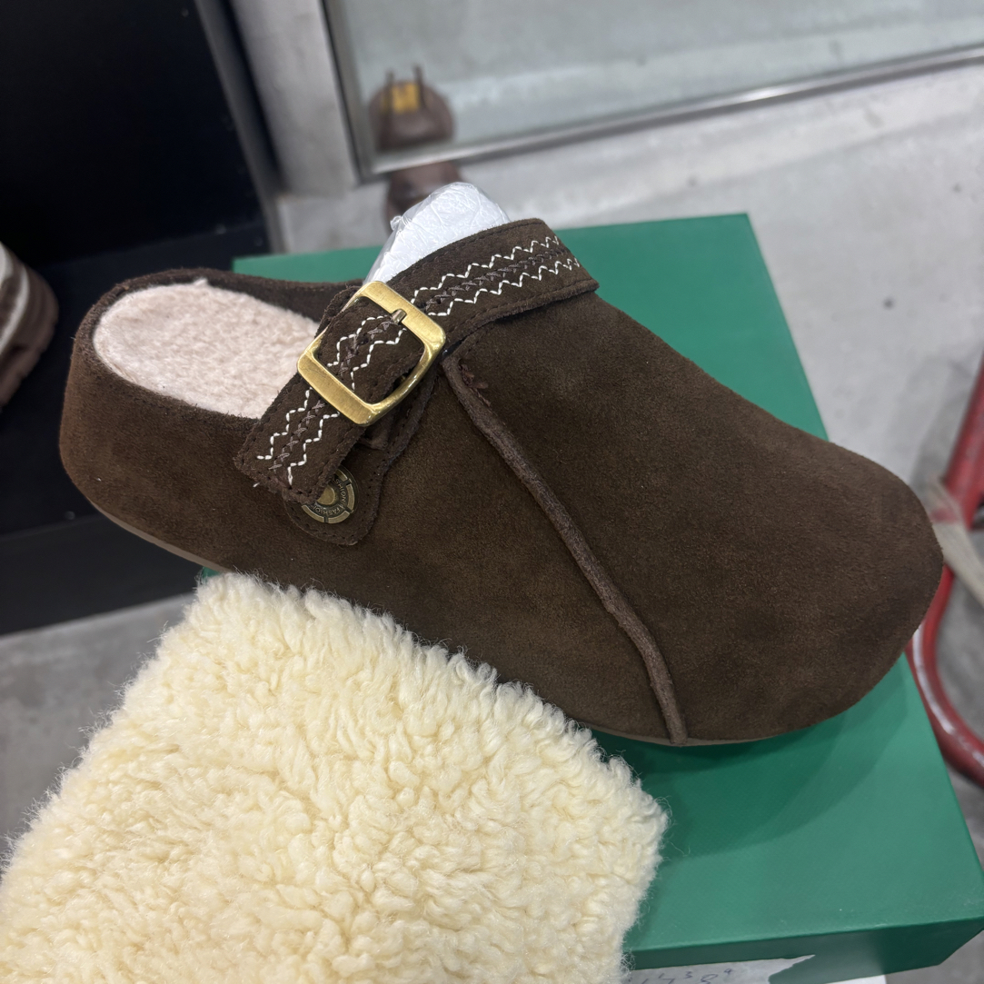 厚底勃肯鞋女外穿加绒保暖包头半拖鞋秋冬季ins风复古719A