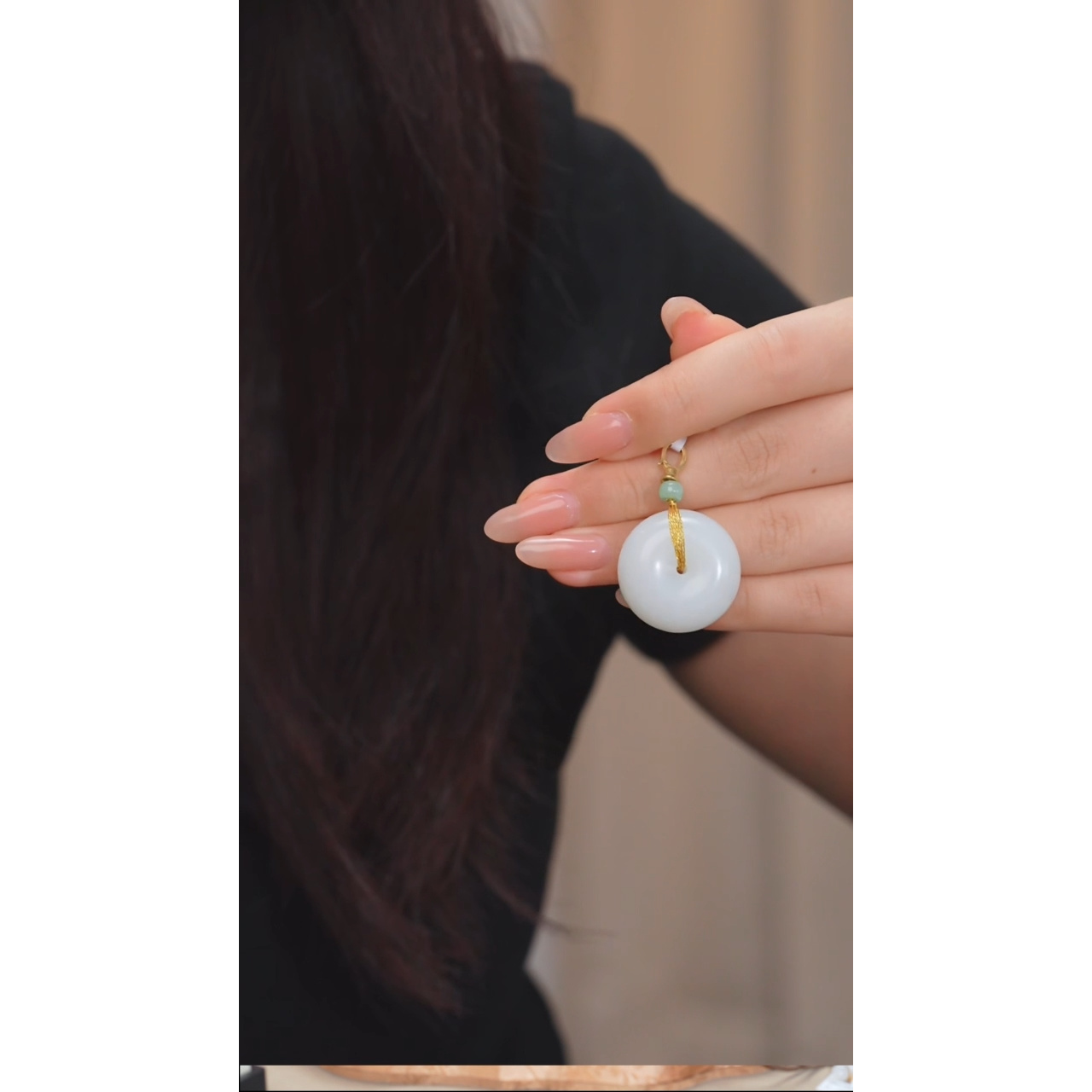 和田玉18K金镶嵌吊坠(不含链)（二）@@H0425