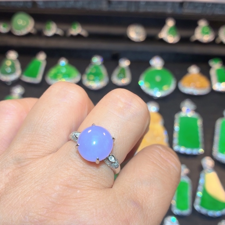 翡翠18K金镶嵌吊坠(不含链)翡翠