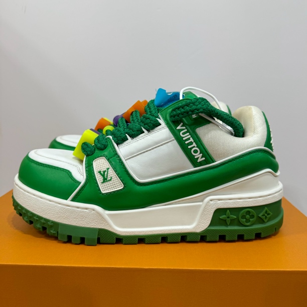 99新 LouisVuitton/路易威登 39码 trainer 白绿胖丁 时尚板鞋