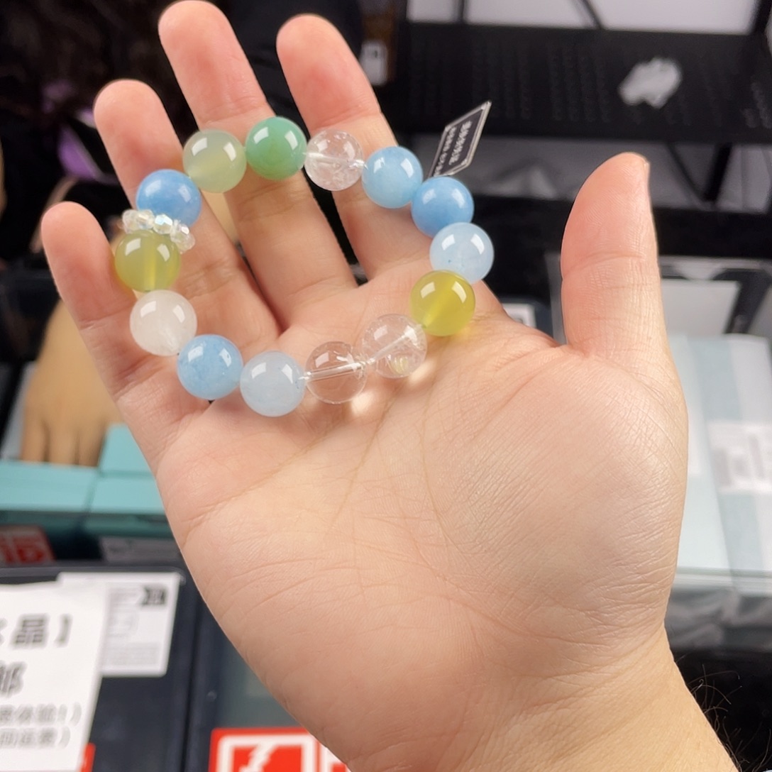 水晶手串银S925镀金镶嵌