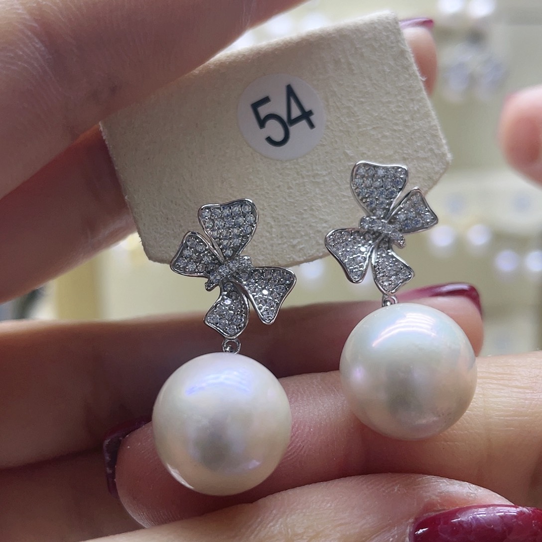 淡水珍珠耳饰银S925镶嵌