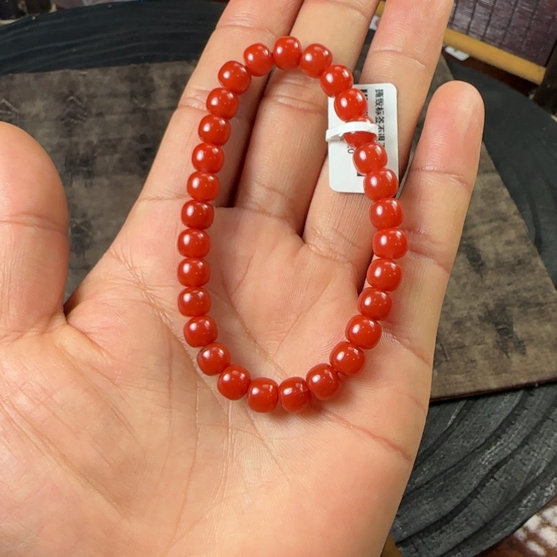 南红玛瑙老型7+手串锦红未镶嵌浪***妖