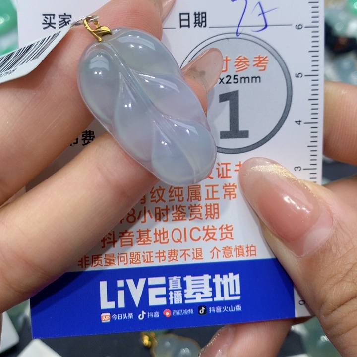 翡翠颈饰18K金镶嵌叶子
