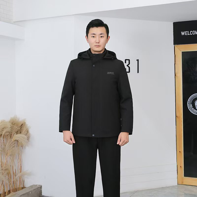 男士休闲商务兔毛内胆可拆卸派克服