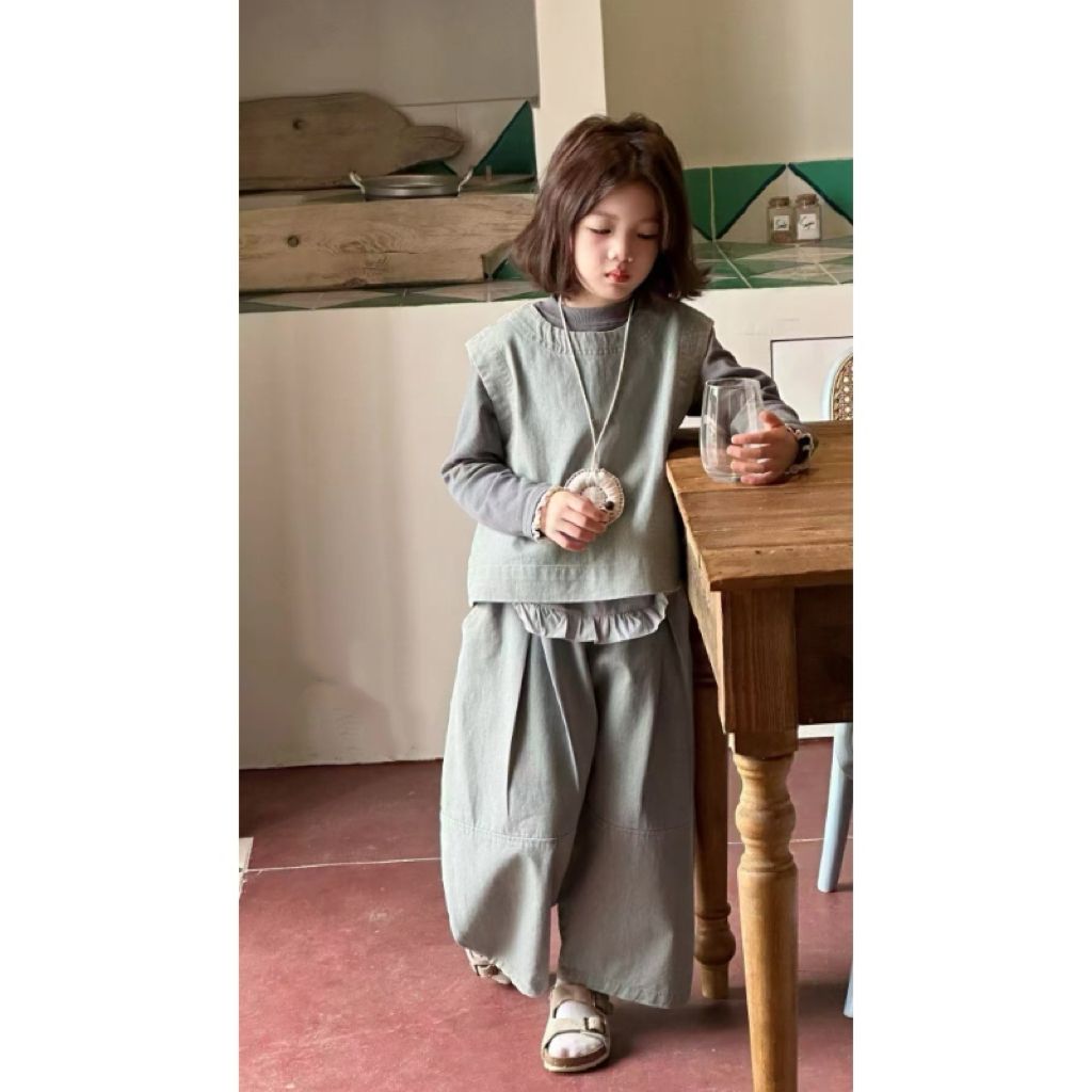 【Rainbow】2025春款浅灰色韩系阔腿三件套-66064