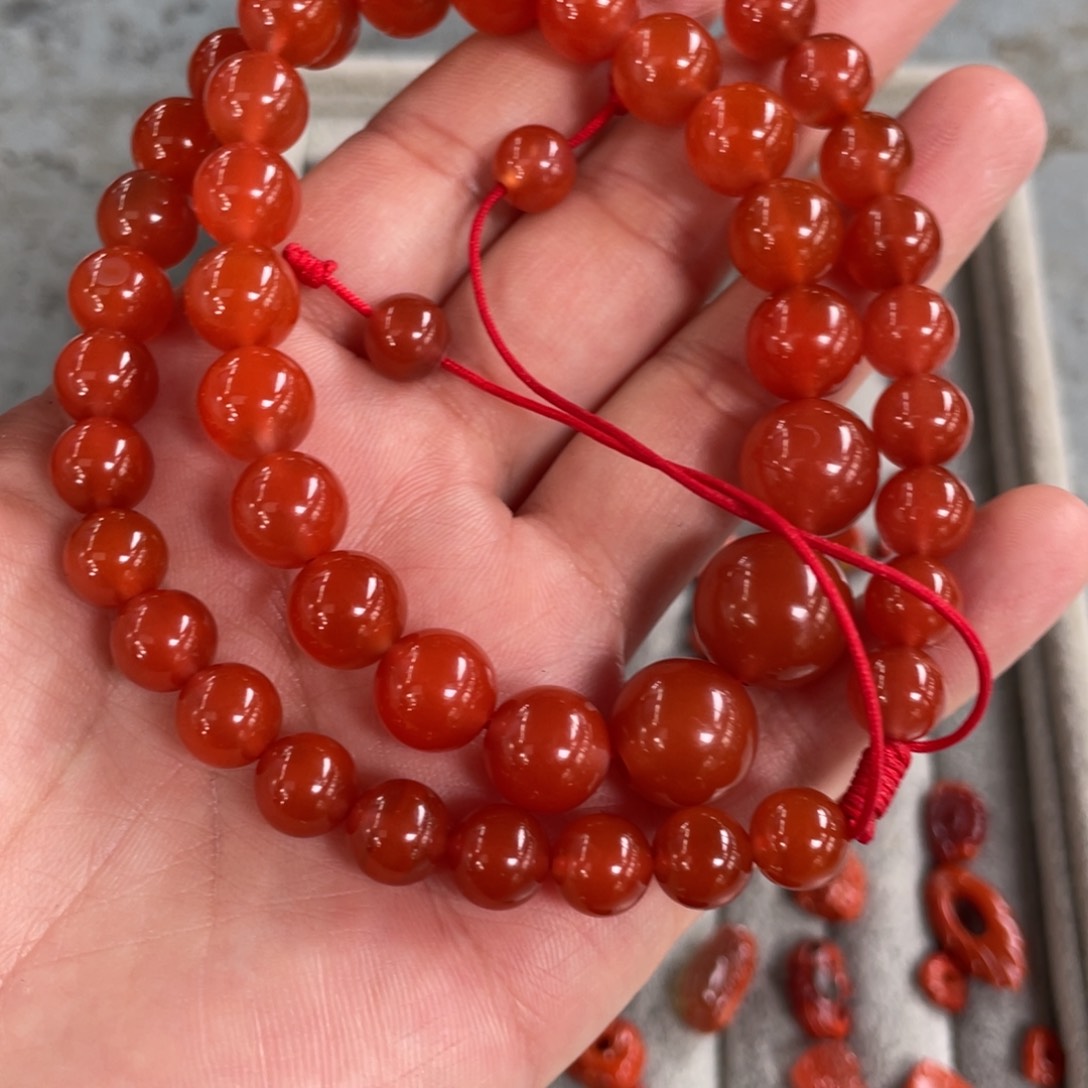 蔷***膀手链未镶嵌南红玛瑙