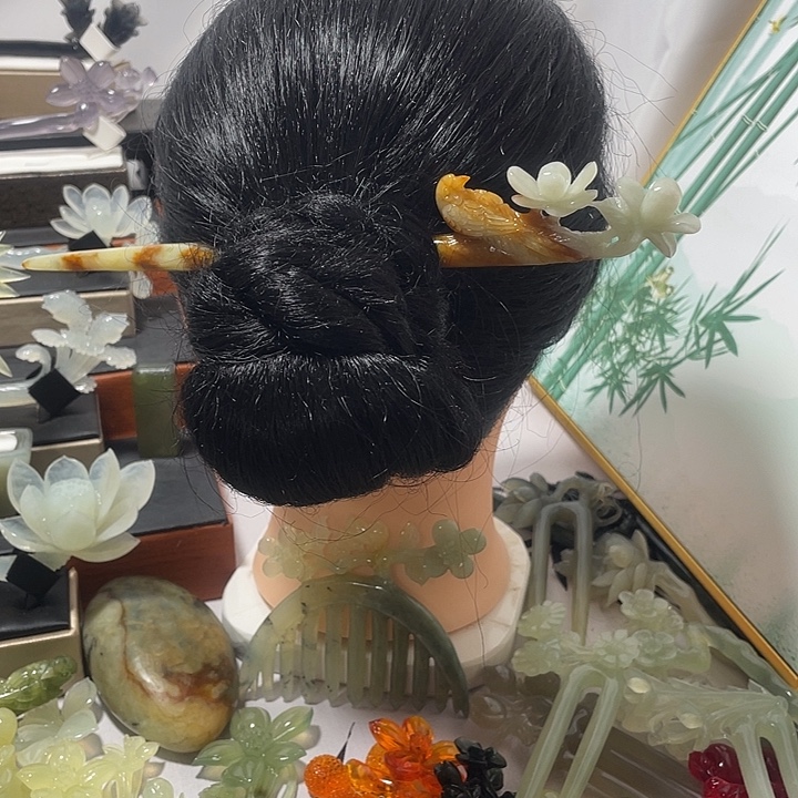 蛇纹石玉合金发饰