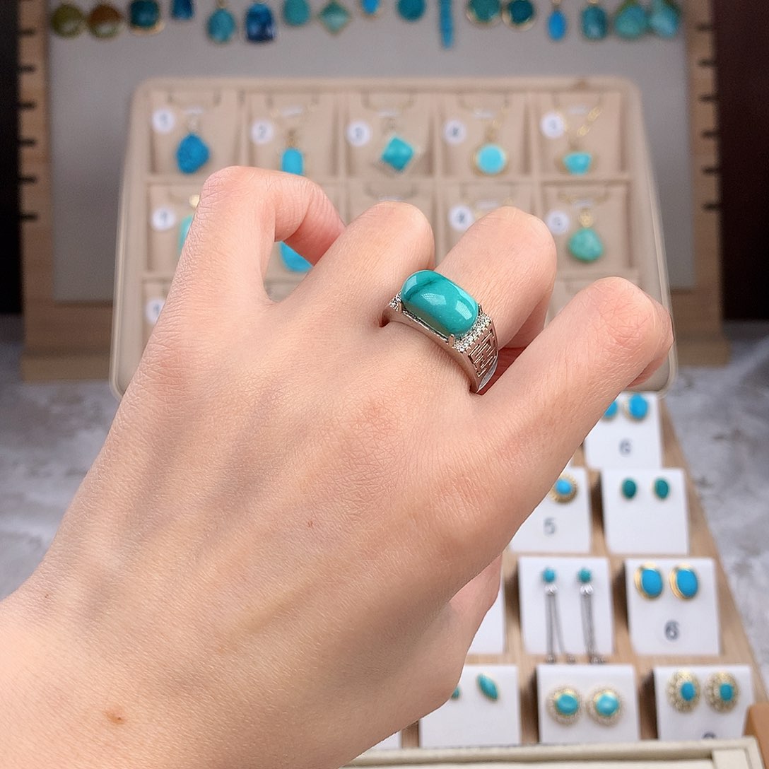 绿松石戒指银S925镶嵌