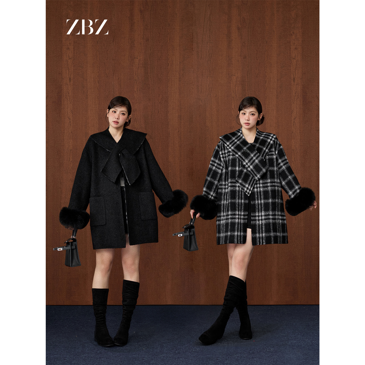 周白子 10/20 20:00pm新品【70%羊毛 骨瓷格】100%毛大衣ZTNS0049