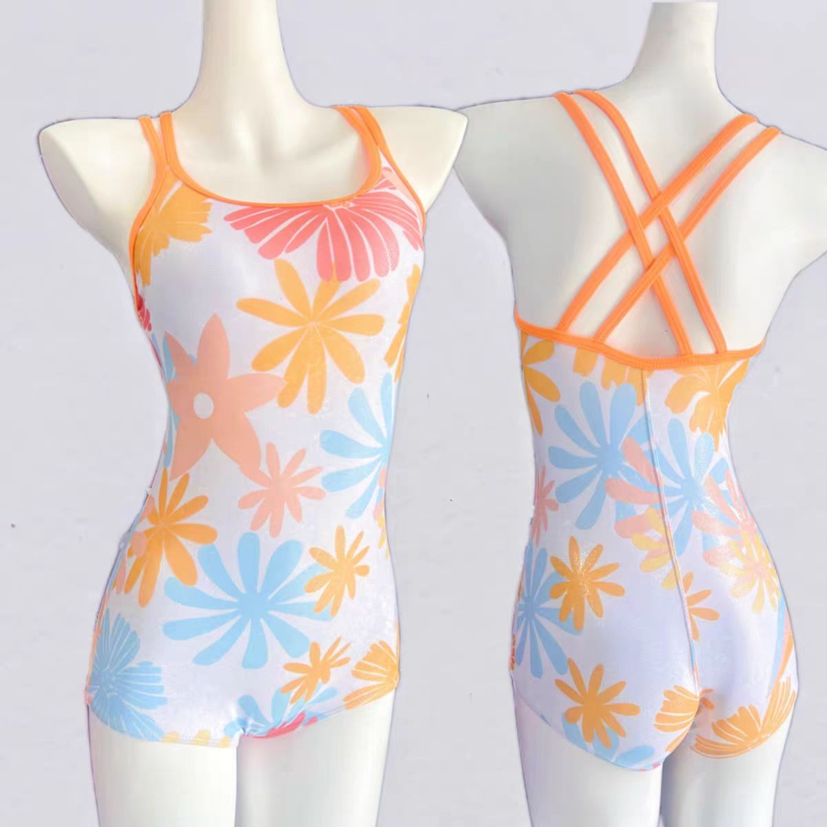 （平角合辑）女性平角保守带胸垫专业训练竞速游泳馆专用连体泳衣