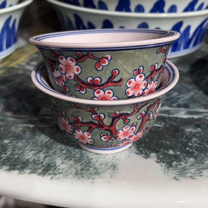 摆件?**?景德镇陶瓷杯子。红。2个。