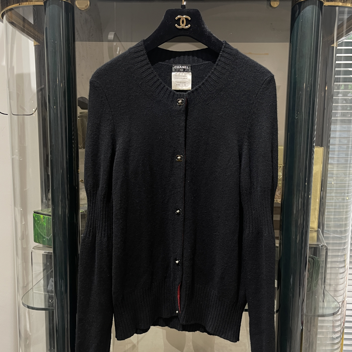 95新 Chanel/香奈儿 10K 黑色 书包扣 针织衫 40码 