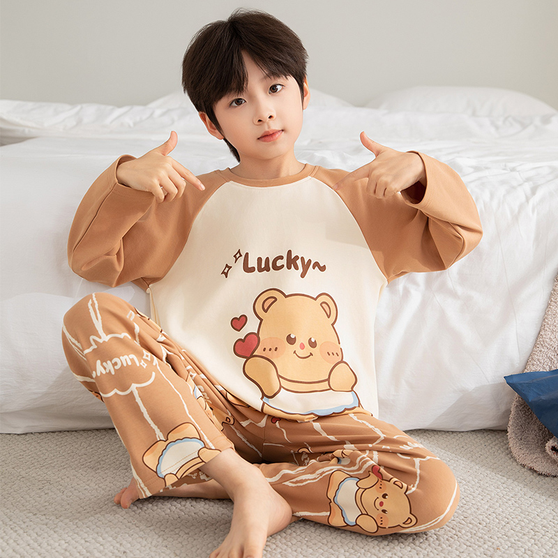 2025年秋季长袖长裤男孩男童中大童家居服纯棉家居服春秋款睡衣