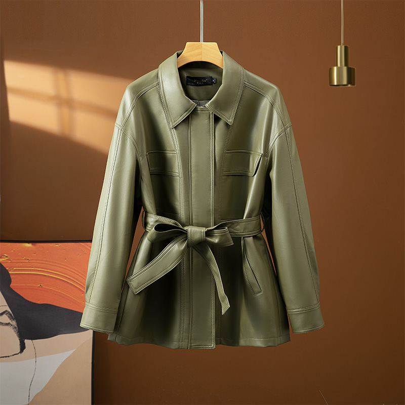 海宁纯皮皮衣女短款修身显瘦皮夹克外套 YMK-662#